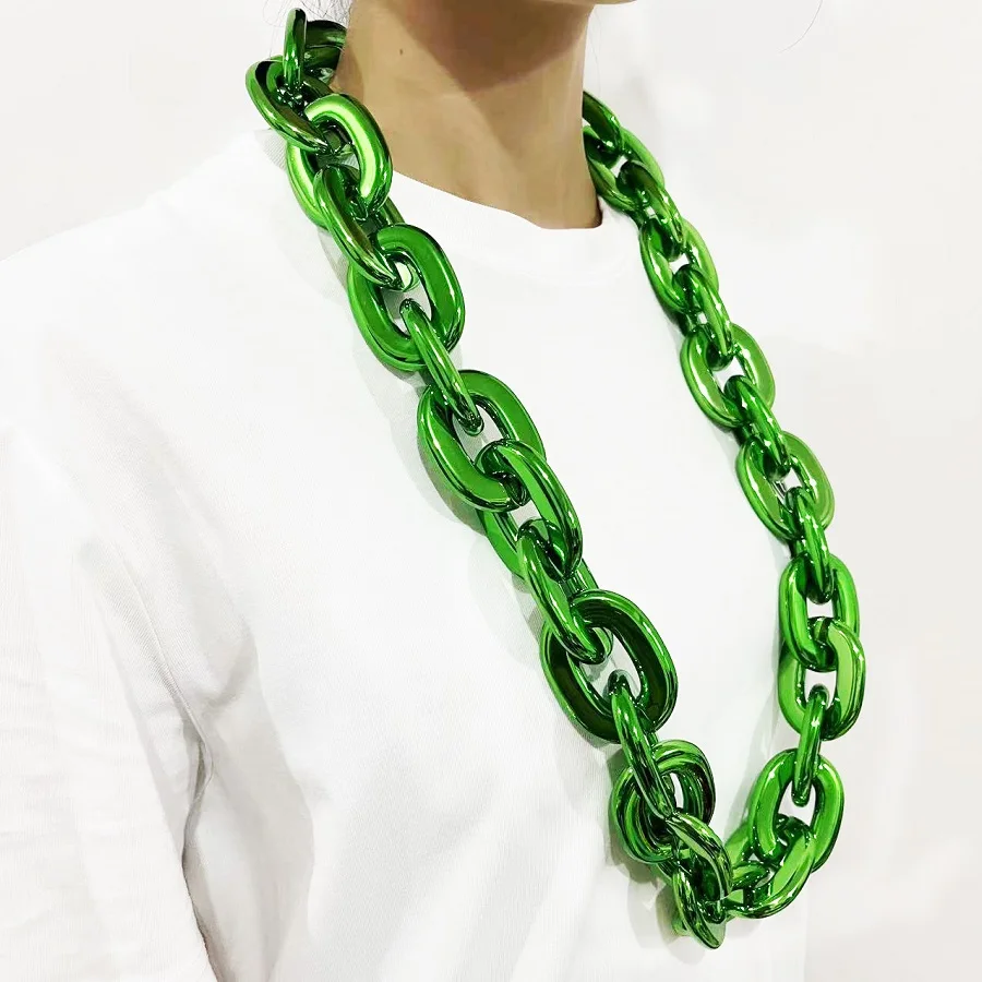 الهيب هوب قلادة الذهبي سلسلة من البلاستيك العملاق عطلة حفلة الهالوين كرنفال هدية fanchain