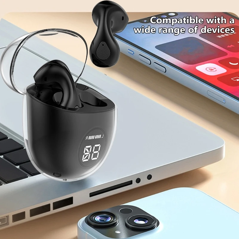 T16 Sports Earphones Ear Hook Finger Touch Digital Display Wireless BLE5.3