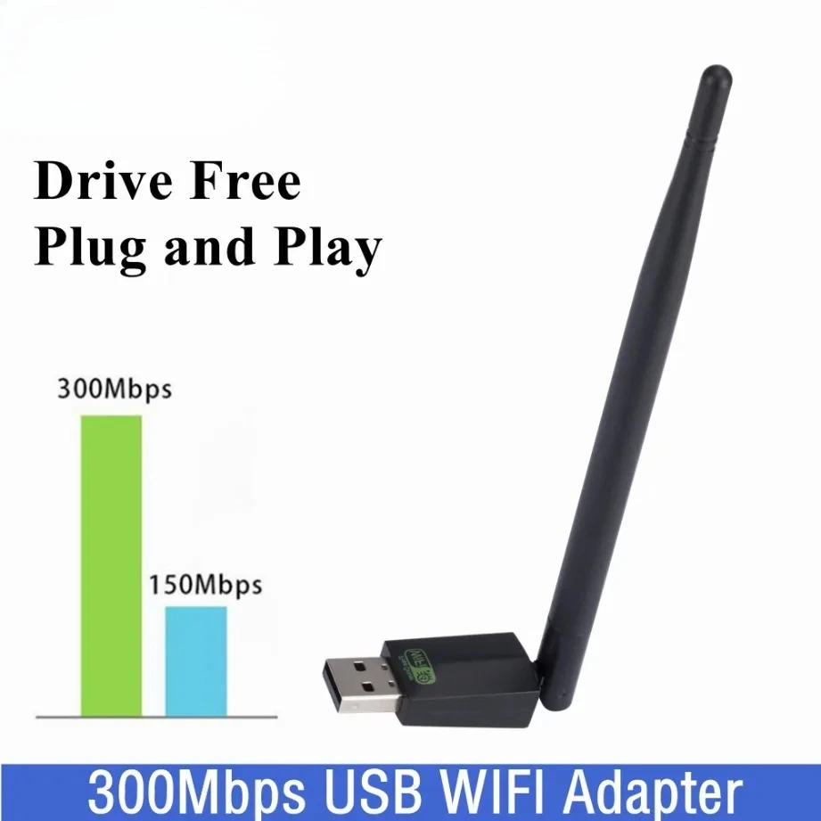 

300Mbps WIFI Adapter Wireless Network Card Play and Play Mini USB Wi Fi Adapter LAN Wi-Fi Receiver For PC Windows