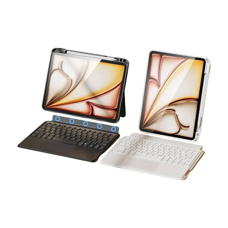 لوحة مفاتيح Miaokong Bluetooth متوافقة مع ملحقات حافظة حماية متكاملة للفصل الذكي لجهاز iPad رفيعة ومحمولة