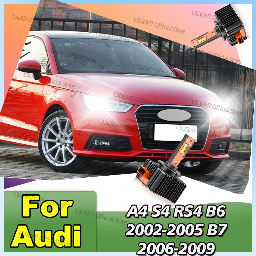 

2x HID to LED Headlight Bulb 6000K D1S D1 30000LM For Audi A4 S4 RS4 B6 2002-2005 B7 2006-2009 2007 2008 Super Bright Head Lamps