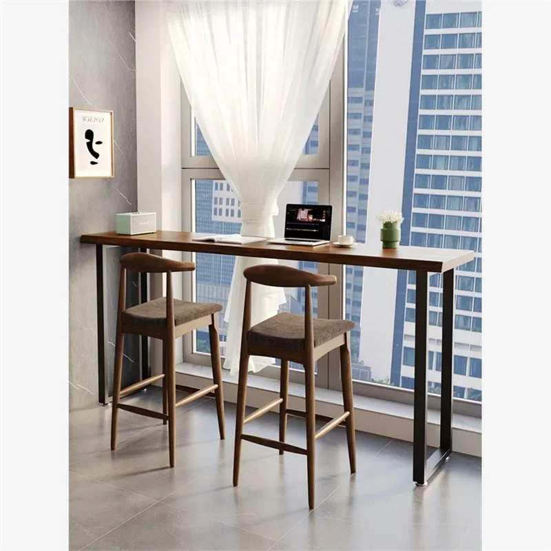 Solid wood bar table and chair combination simple small apartment household balcony partition long table milk tea shop bar