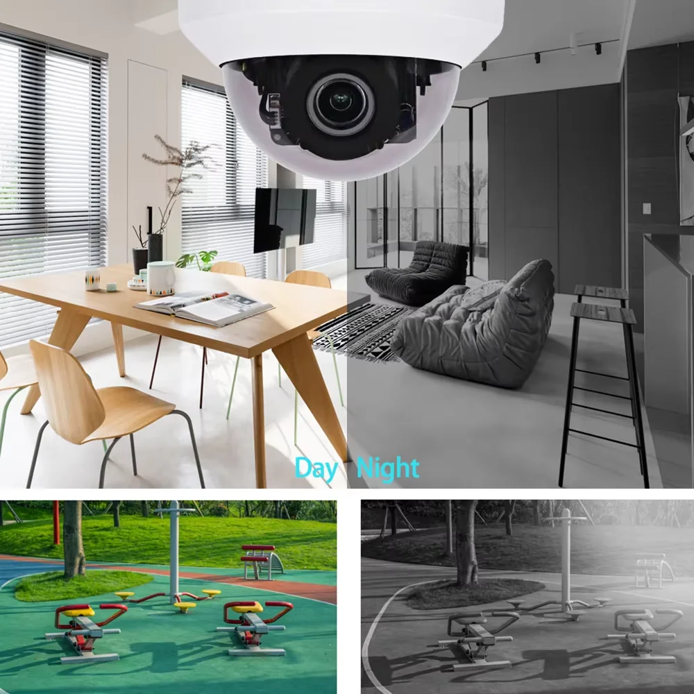 4K 8MP PoE Outdoor PTZ Camera 12X Optical Zoom One Way Audio Motion Detection Night Vision Remote Access Security CCTV IP Camera