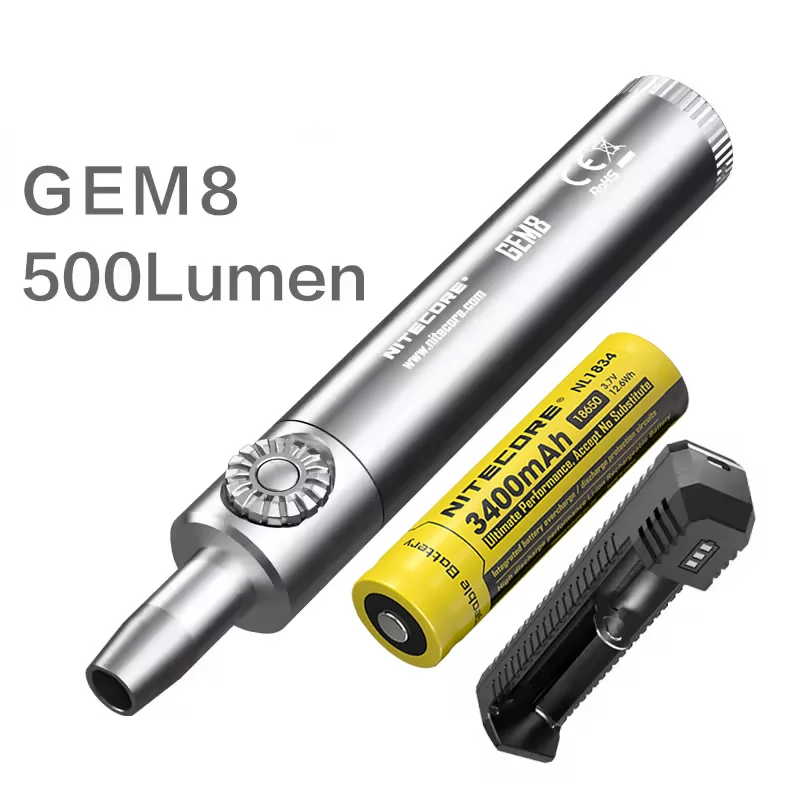 NITECORE GEM8 GEM10UV Jewelry Appraisal Lamp Adjustable Powerful Jewel Detection Flashlight Gemstone UV Lantern with Battery