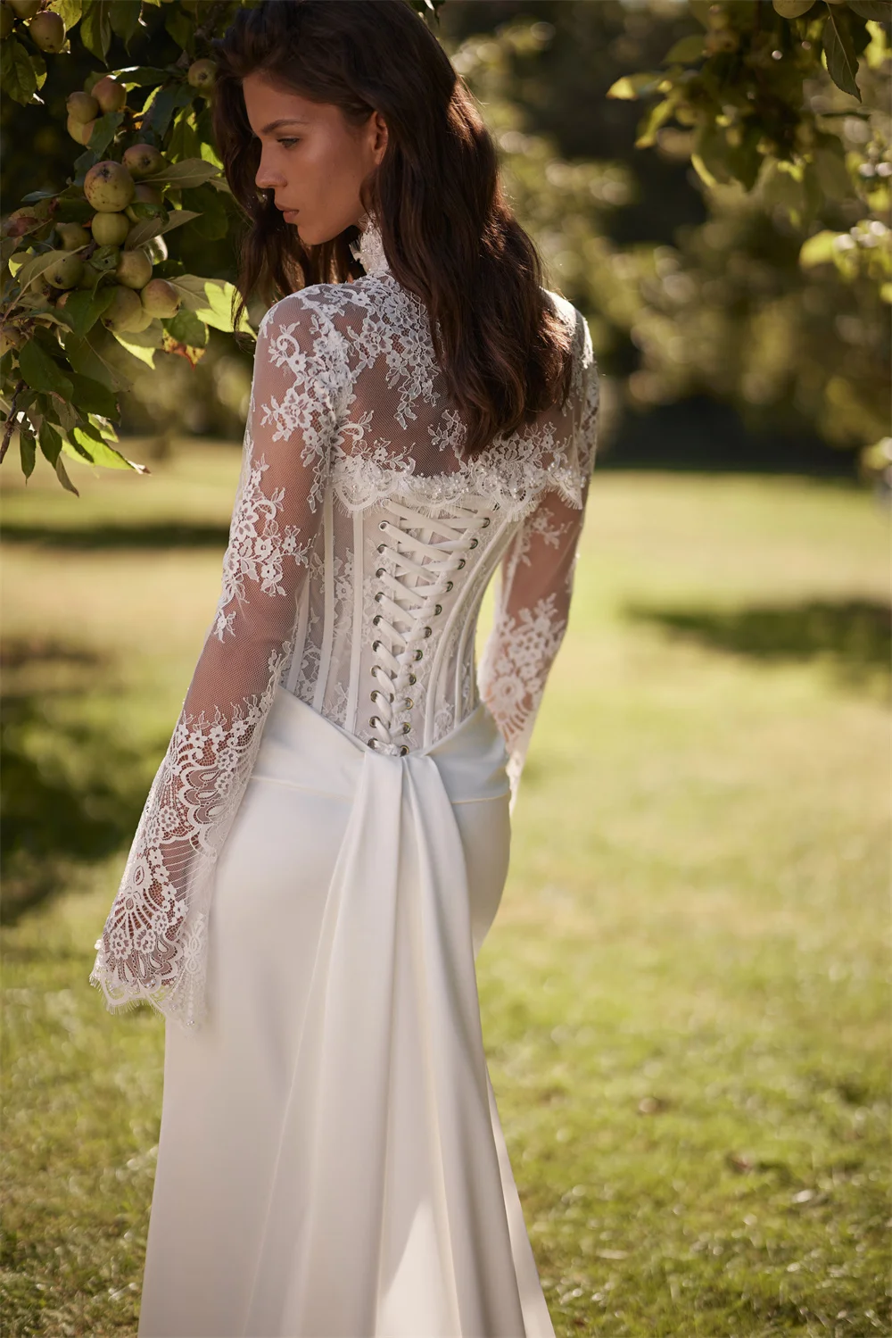 Suknia ślubna Kyoto z białą koronką, odpinana kurtka, krój syreny, sznurowana, vestidos de noiva, długa suknia wieczorowa z trenem, kolekcja 2025