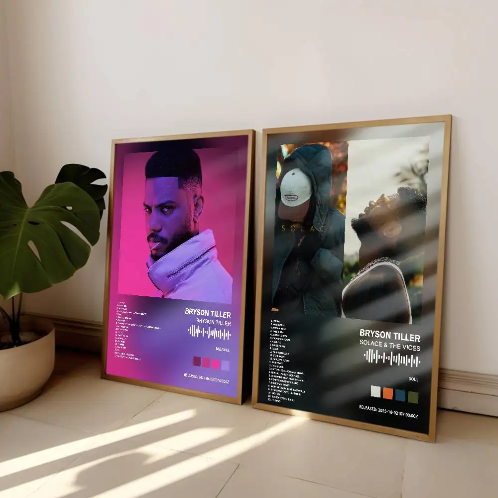 Bryson Tiller  Album Cover Poster Self-Adhesive Art Waterproof Paper Sticker Coffee House Bar Room Wall Decor