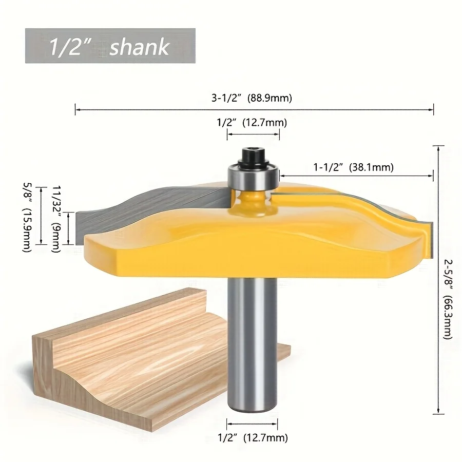 ‌1-Piece 1/2" Shank Router Bit - Dual-Purpose Tenon & Panel milling for Kitchen Cabinets‌