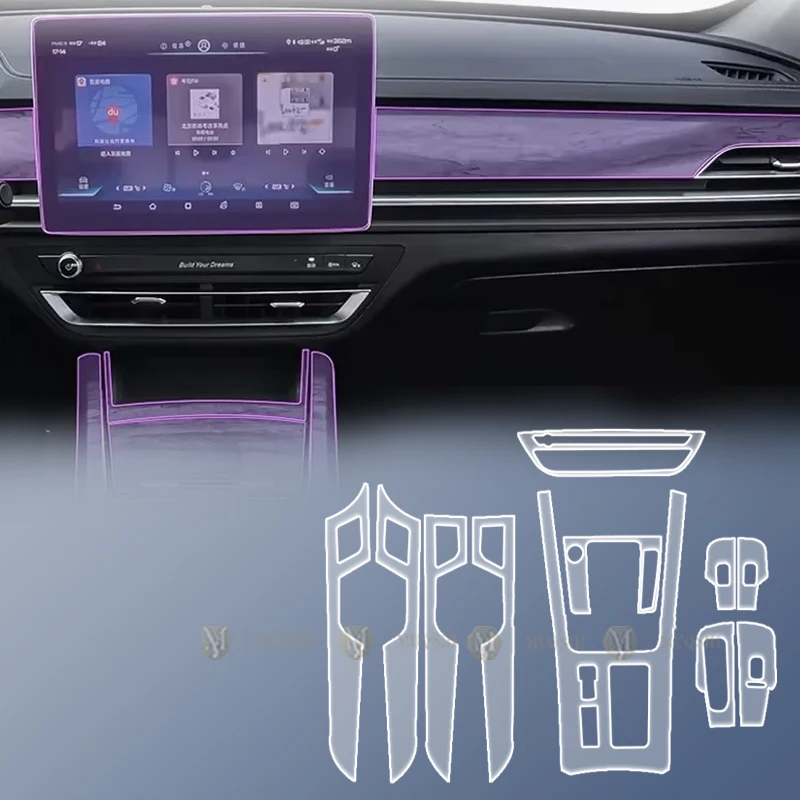 

Защитная пленка для салона автомобиля BYD Qin Pro DM EV500 2018-2023: панель приборов, центральная консоль, рычаг переключения передач. Прозрачная TPU пленка с защитой от царапин.