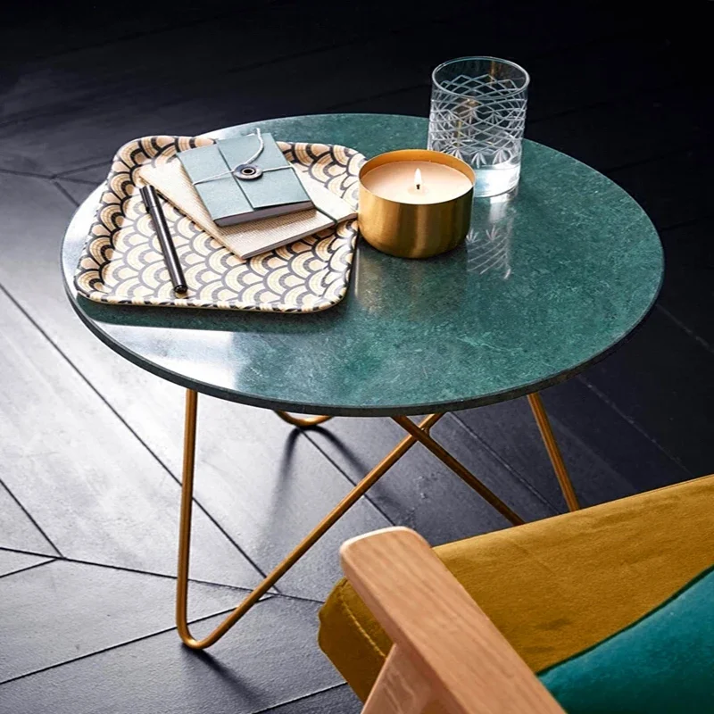 

Natural marble sofa edge a few Nordic corners a few small coffee table side cabinets living room modern simple round