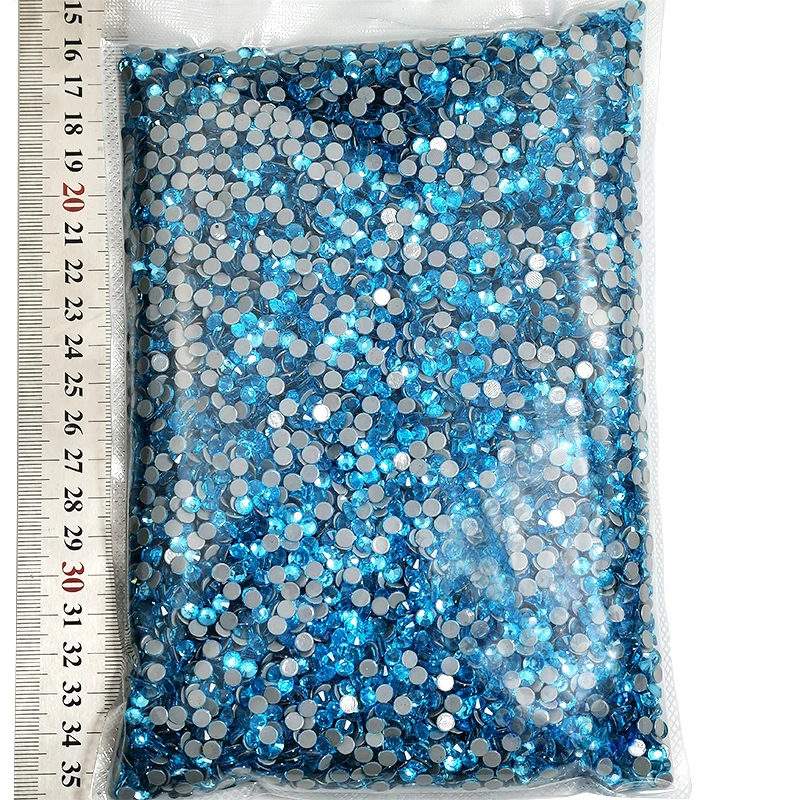 Aquamarine Hot Fix Crystal Stone Glass Flatback Hotfix Rhinestone for Nail Art Garment Crafts Tumbler Accessories Decorate