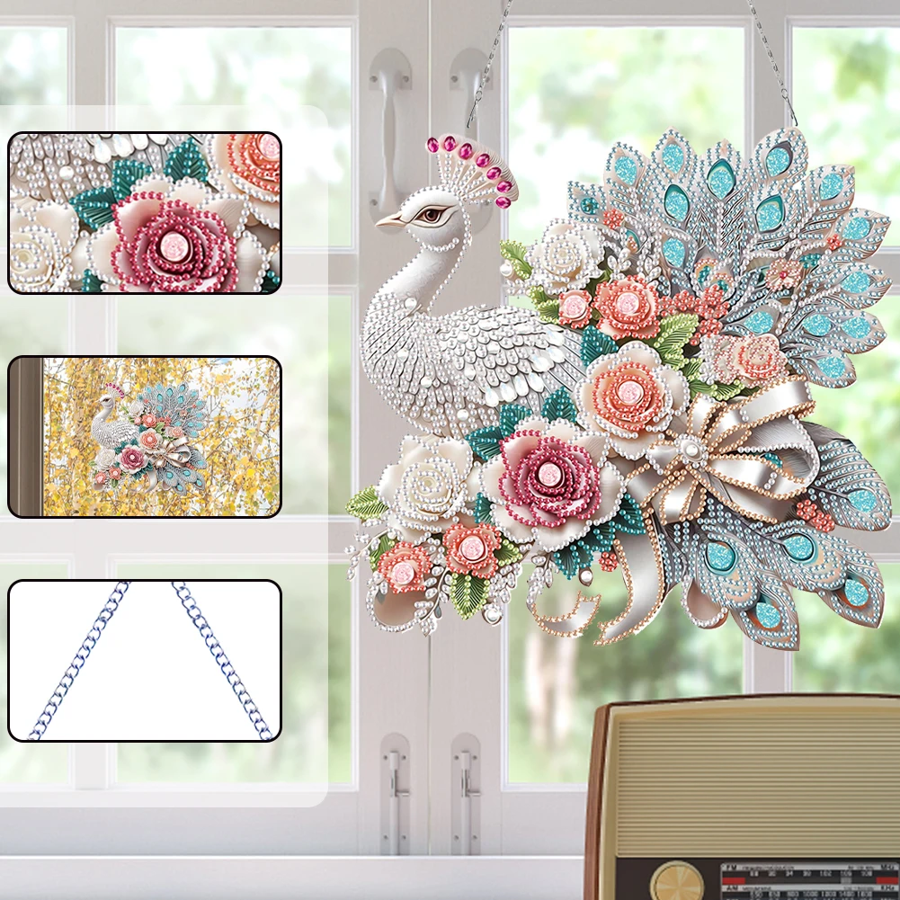 

Peacock 2D Flat DIY Diamond Painting Set Diamond Art Pendant Home Wall Decor