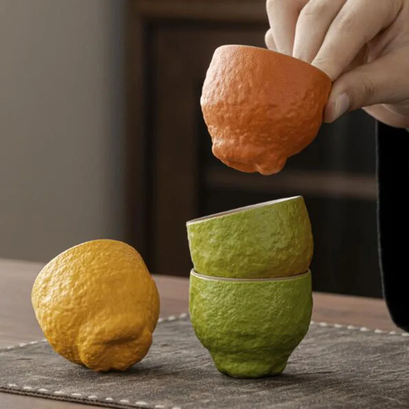 

Coarse Pottery Orange Kungfu Tea Cup Tea Bowl Single Master Cup Handmade Teacup Drinking Accessories