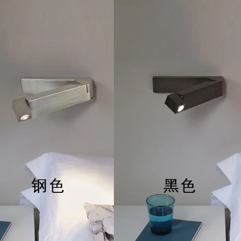 Indoor LED Wall Light Hotel Room Folding Bedside Reading Lamp 3W LED Angle Adjustable Wall Sconce Corridor Bedroom Wall Lights