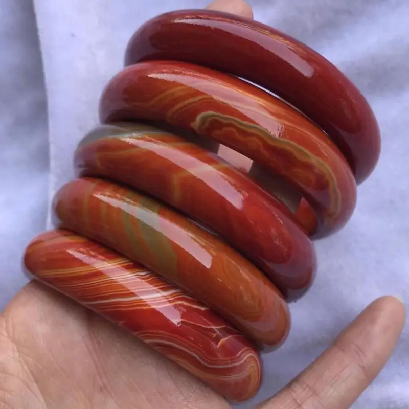 

Natural Red Agate Bangle Women Fine Jewelry Accessories Genuine Healing Gemstone Warring States Red Agate Bangles Stone Bracelet