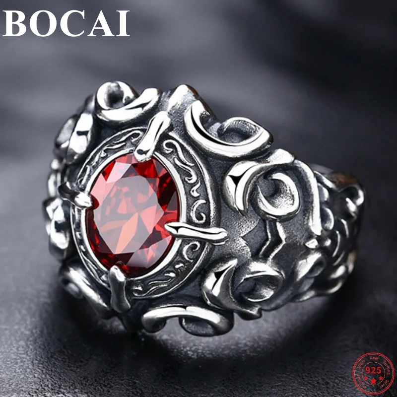 

BOCAI S925 Sterling Silver Rings 2022 New Fashion Eternal Vine Cross Adjustable Solid Pure Argentum Zircon Jewelry for Women Men