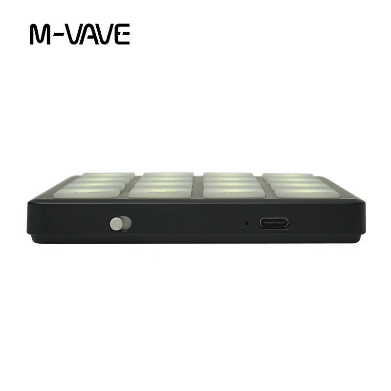 وسادات تحكم MIDI لاسلكية M-VAVE SMC-PAD للجيب باللون الأسود، وحدة تحكم MIDI محمولة مع 16 وسادات طبل MPC للمبتدئين