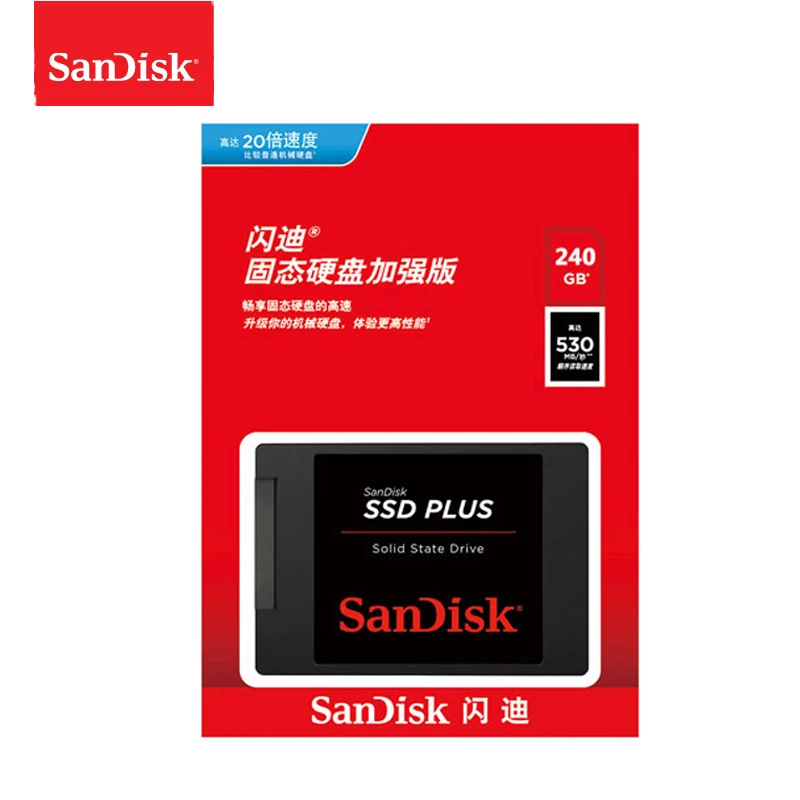 Sandisk SSD Plus 480GB 240GB 1TB 2TB SATA III 2.5 "كمبيوتر محمول دفتر قرص الحالة الصلبة HDD قرص القرص الصلب الداخلي الحالة الصلبة الكمبيوتر