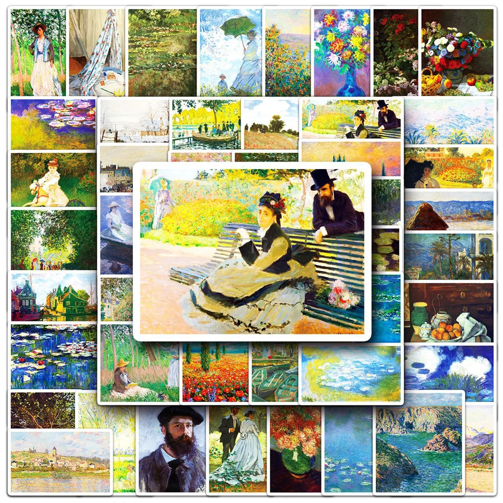 

10/30/50PCS Artist Monet Oil Painting Stickers Aesthetic DIY Luggage Guitar Fridge Laptop Diary Graffiti Kids Sticker Toy Decals