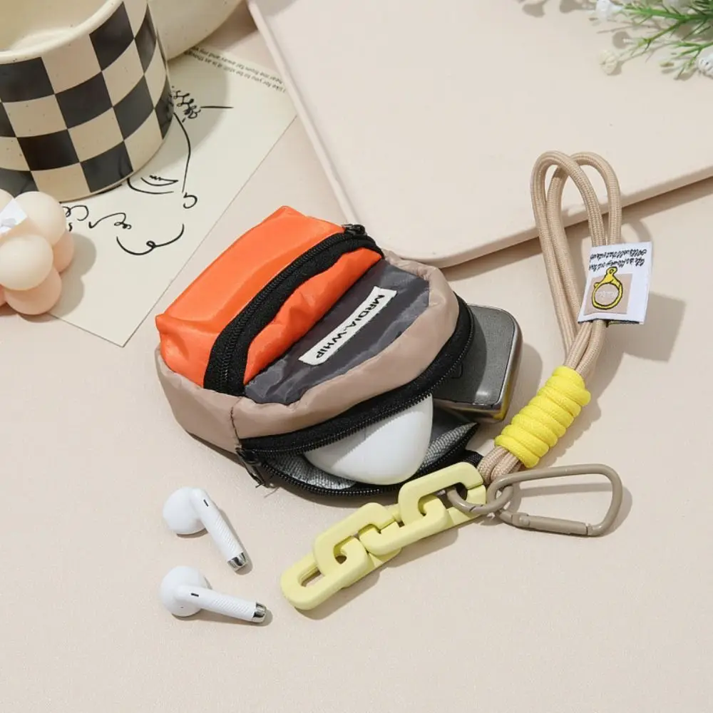 Small Macaron Color Mini Coin Purse Backpack Pendant Anti Loss Key Chain Wallet Multifunctional Portable Earphone Bag Unisex