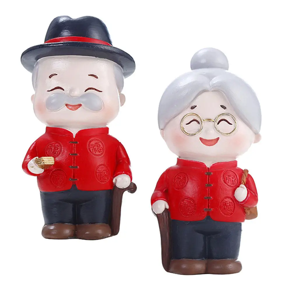 

2 шт. Декоративные фигурки дедушки и бабушки из смолы для микроландшафта, украшение для салона автомобиля, домашнего сада, оформления рабочего стола, декоративное изделие из смолы