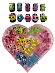 60Pcs Cute Pink Skull Girl Bow Scream Heart Large XXXL Long Nail Art Decoration Accessories Halloween Junk IPhone Case Charms