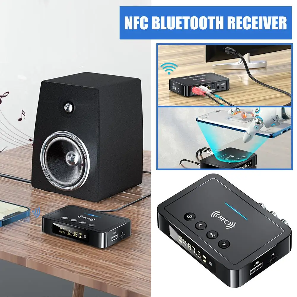 NFC Bluetooth 5.4 Receiver Transmitter FM Stereo AUX 3.5mm Jack RCA Optical Wireless Audio Adapter Remote Control For TV Ca Y1I7