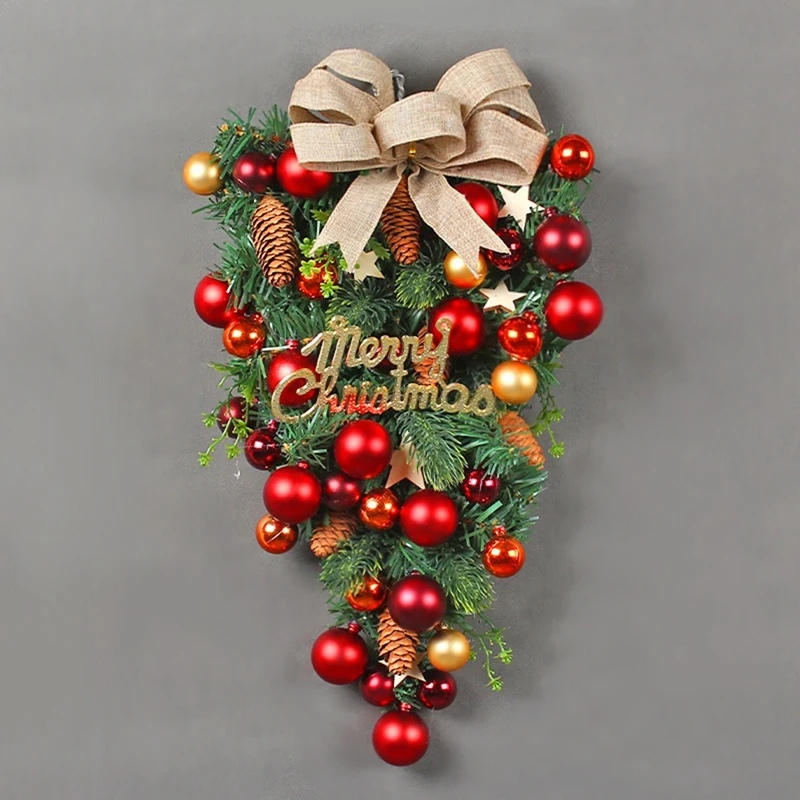 1 Stück hängende Verzierung Weihnachten künstliche Kranz dekoration wie gezeigt Kunststoff Metall für Haustür, Wand, Kamin