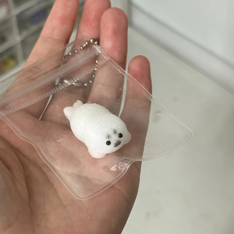 

Taba Squshy Super Small Mini White Tummy Seal Squeezing Fidgeting Squeeze Girl Holiday Gift Pendant Handmade Silicone Baby Seal