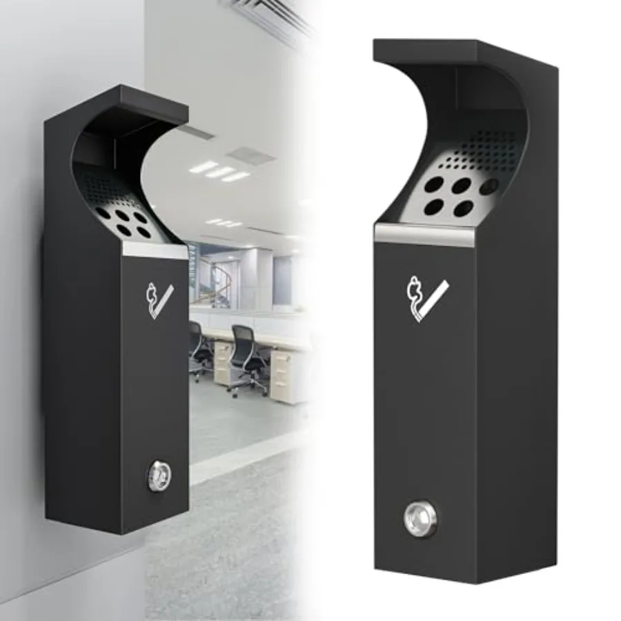 

Настенное металлическое мусорное ведро с замком для использования на улице, на патио, во дворе, в отеле, офисе, квадратный дизайн, прочное, безопасное, компактное