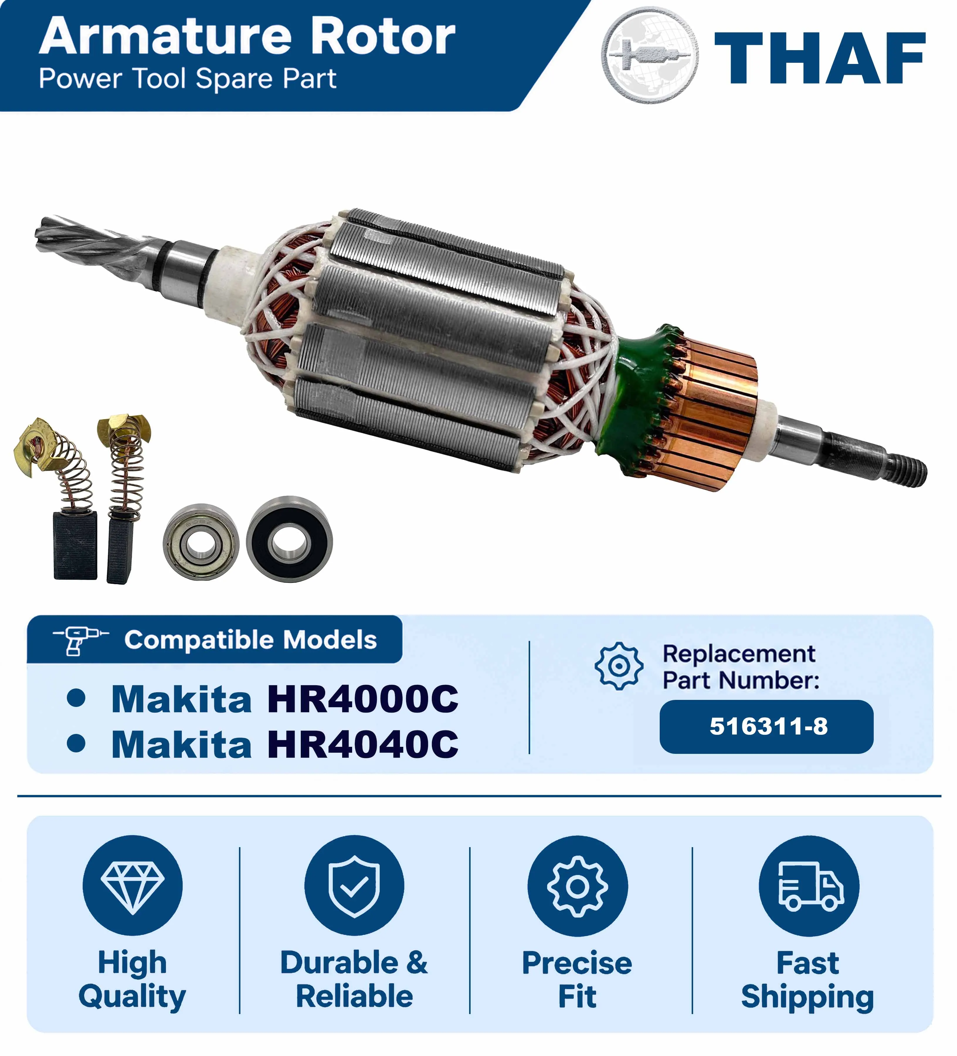 AC220V-240V HR4000C HR4040C Rotor Anker Motor Ersatzteil Für MAKITA Schlaghammer – Detail 1