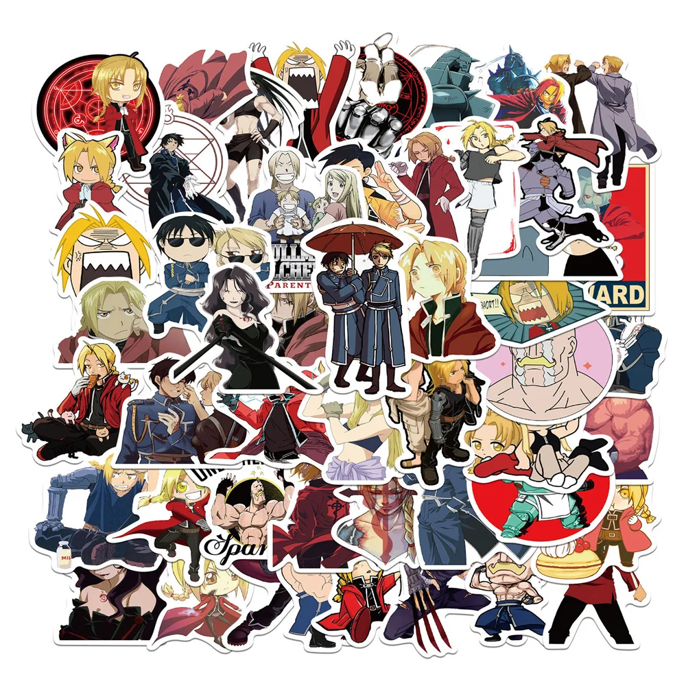 10/30/50PCS New Fullmetal Alchemist Sticker Pack Cartoon Creative Animation Kids Table Car Chair Decoration Waterproof Wholesale