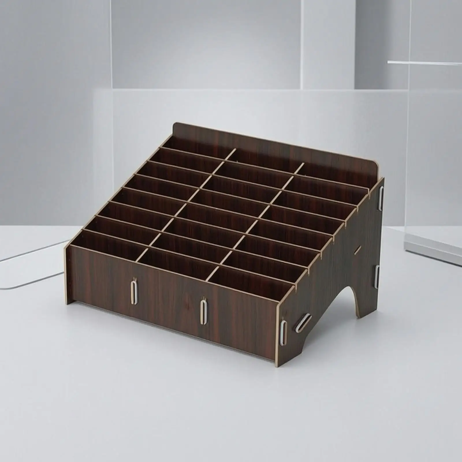 Wood Fiberboard Desk Organizer Box Multi Compartment Storage for Office Supplies Pens Pencils Business Cards