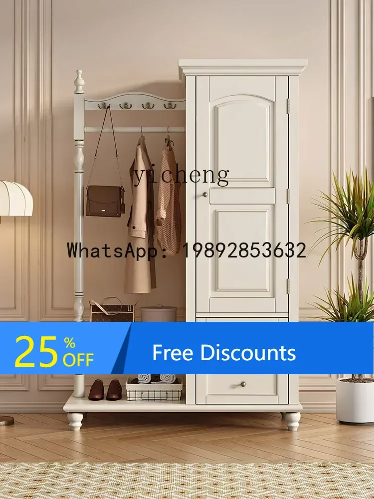 

LYY white all-solid wood coat rack, bedroom floor-to-ceiling hanger, household vertical multi-functional rack