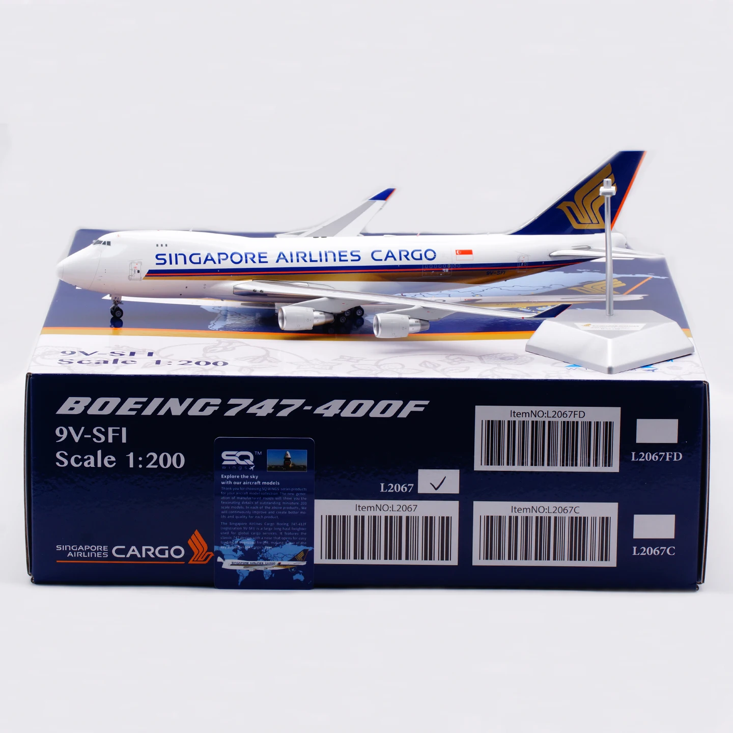 

L2067 Alloy Collectible Plane Gift SQ Wings 1:200 Singapore Airlines Cargo Boeing B747-400F Diecast Aircraft Jet Model 9V-SFI