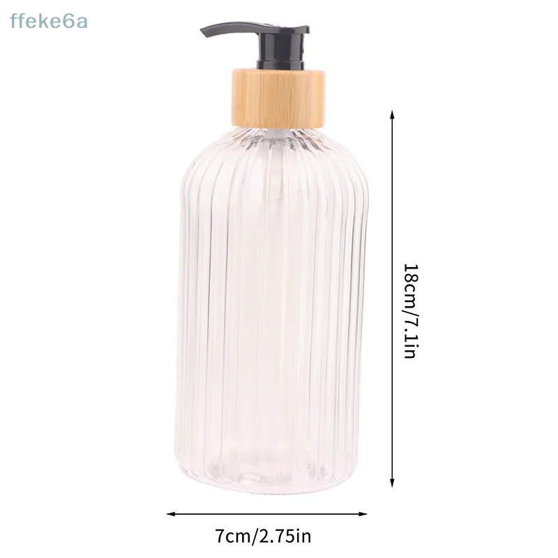 500ml Strip Soap Dispenser With Bamboo Pump Refillable Bottle Shampoo Conditioner  Body Wash Empty Container Bathroom Supplies