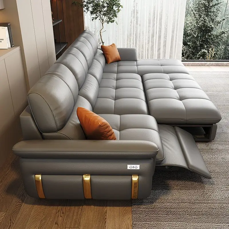 Genuine leather electric multi-functional sofa bed, the first layer of cowhide can lie down and sleep