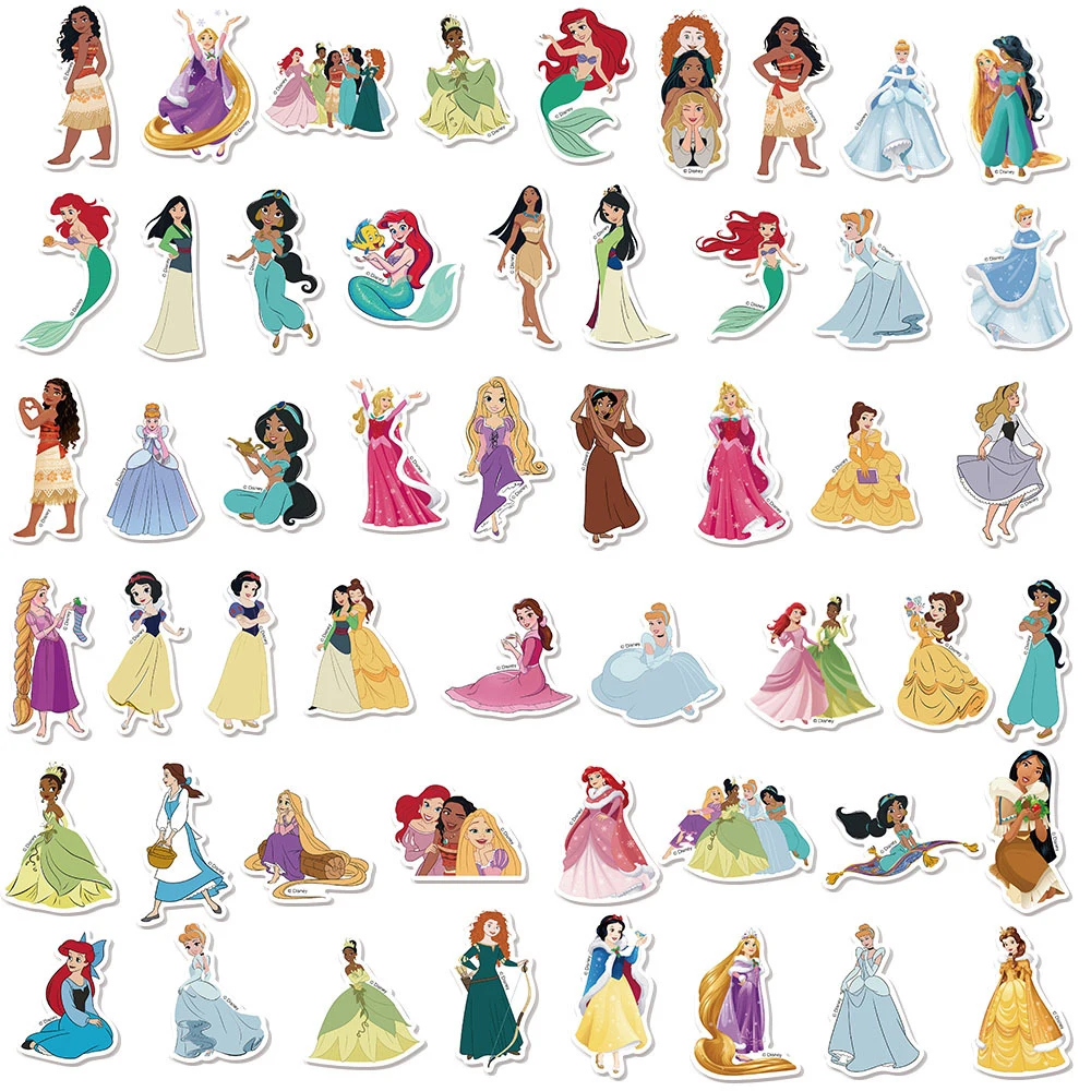 100 Stück gemischte Disney-Prinzessinnen-Cartoon-Aufkleber, Kawaii Belle Rapunzel Ariel Cartoon-Aufkleber, Spielzeug, niedliches DIY-Scrapbook-Briefpapier – Detail 6