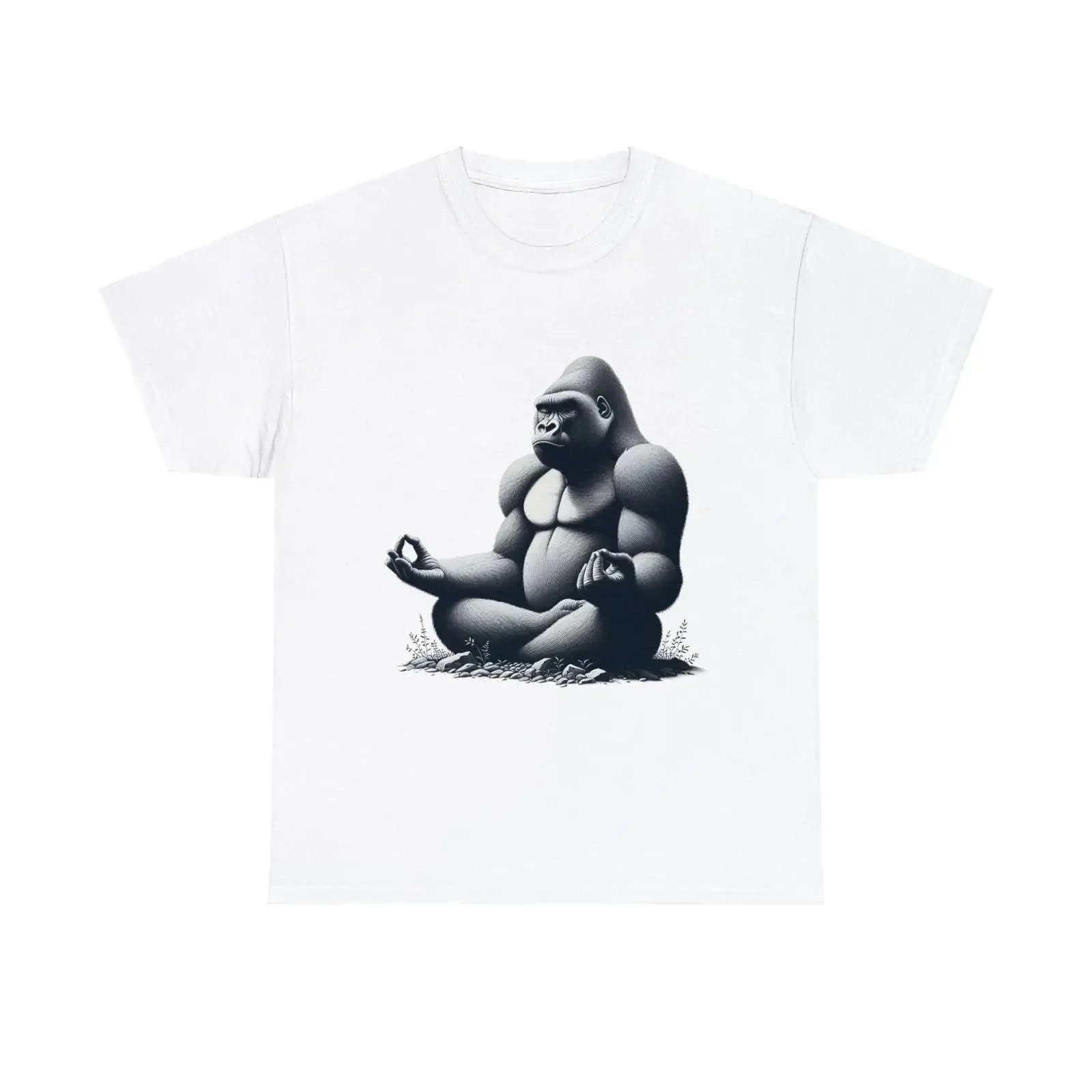 T-shirt pour adulte avec motif animal, Gorille méditant, Nature, Mindfulness, Zen, Spirituel, vintage, effet délavé, vêtements de créateur, polyvalent, homme