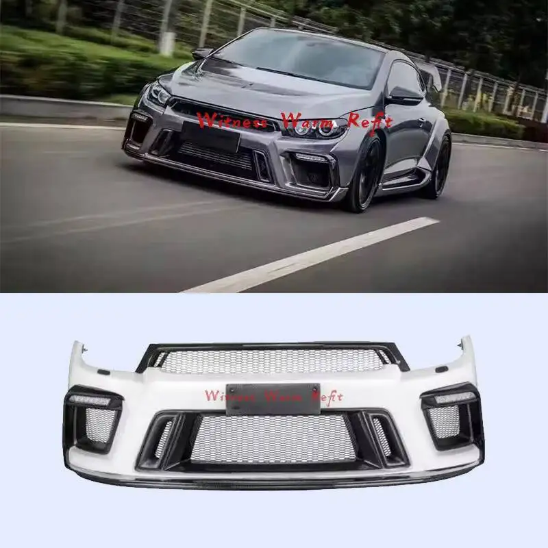 Carbon Fiber+frp Wide Car Body Kit Unpainted Front Rear Bumper Spoiler Wing Side Skirts for Volkswagen Vw Scirocco Bodykit 09-15