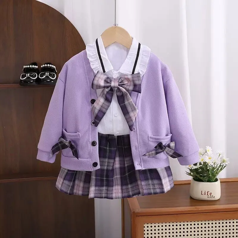 

Size 80-120cm Handmade Entity Silicone Doll Clothing Jk Suit College Style Uniform White Shirt Bow Pleated Skirt Sweater Set