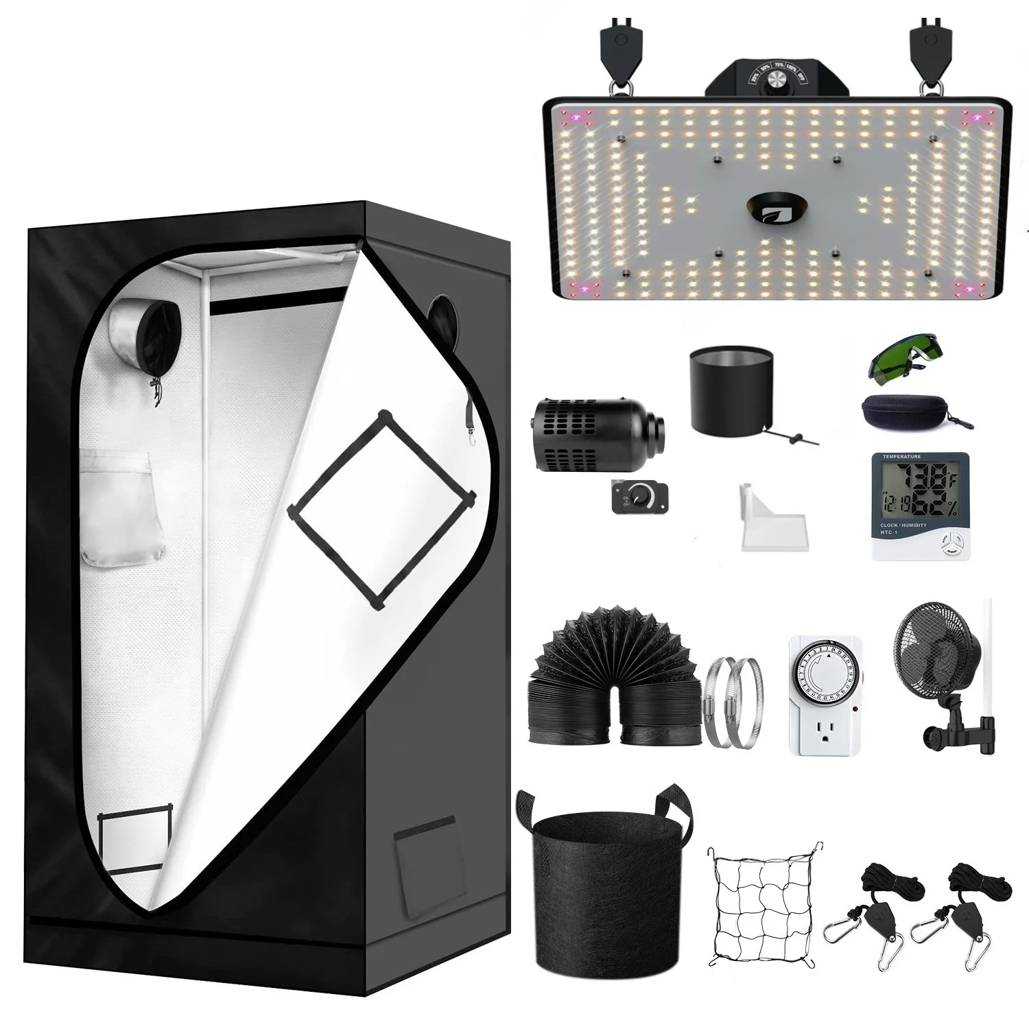 Planting tent set with plant light filter fan fan indoor plant growth kit