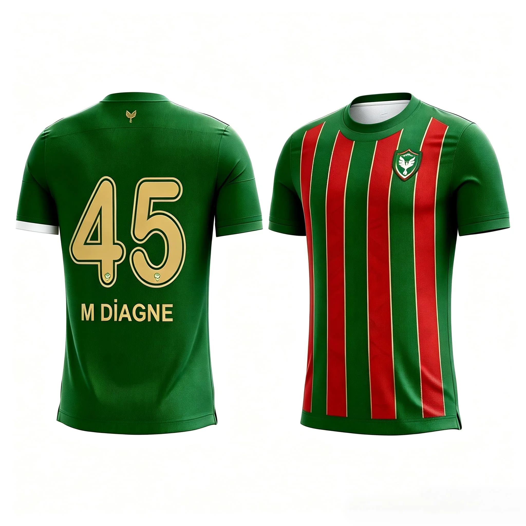 Image of Amedspor Diagnose # 45 Heim-Fußballtrikot für Herren, kurzärmeliges Fußballshirt, Fan-Match-Trainings-Sportoberteil, passende Oberteile für die Familie