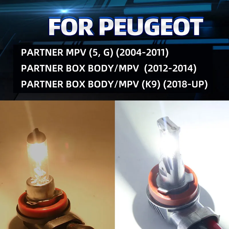 2pcs Car LED Front Fog Light Bulbs White Yellow Dual Colors Switchback For Peugeot Partner Box Body MPV 5 G K9 2004 2012 2018