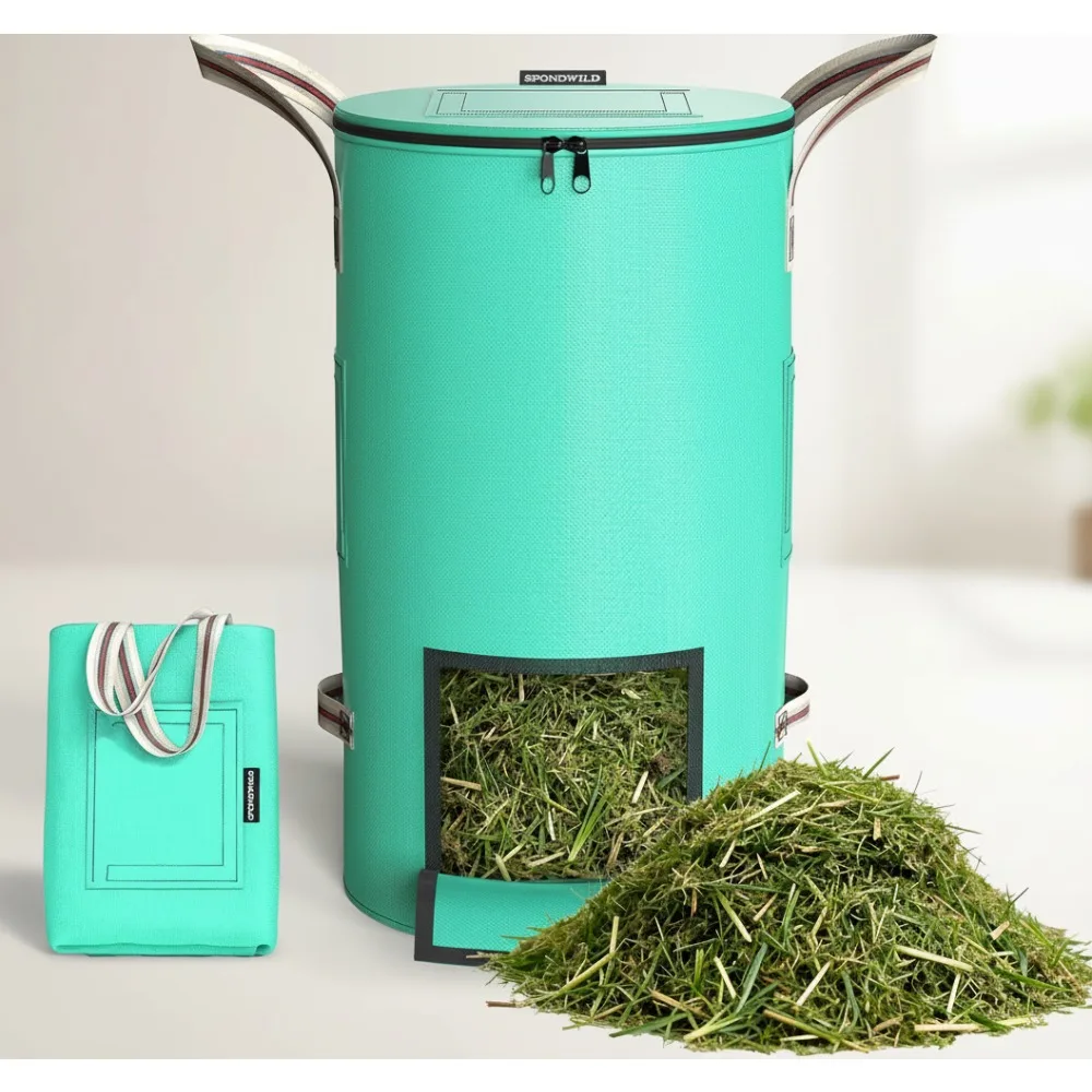 

32 Gallon Reusable Garden Bag - Breathable Compost Bag with 4 Handles for Easy Moving, Foldable Leaf Debris Collection