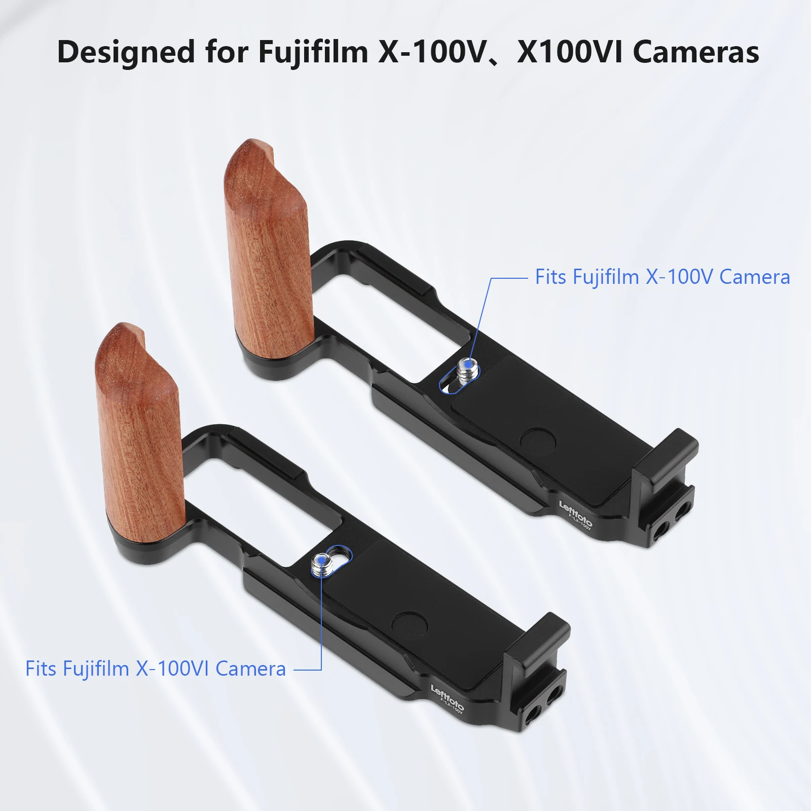 كاميرا LEFTFOTO X100VI X100V مع قبضة خشبية لكاميرا Fujifilm X-100VI Vlog الرقمية، مع Arca Swiss