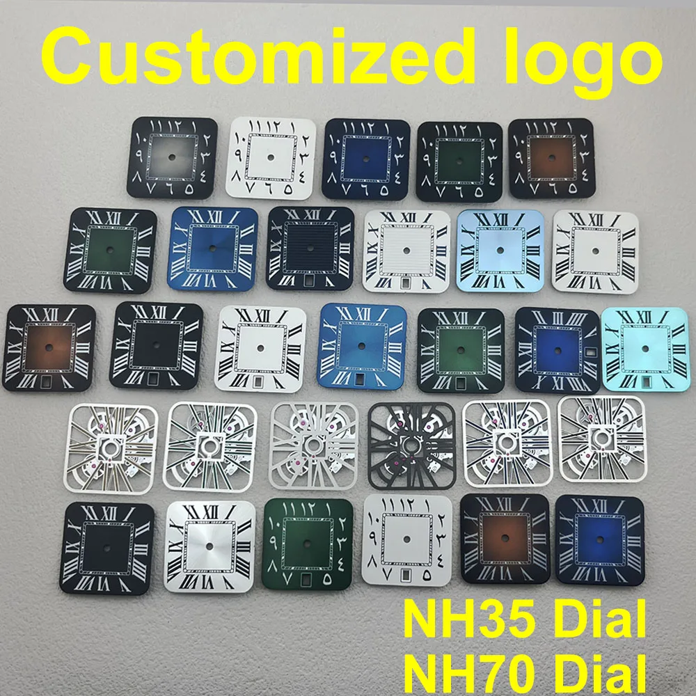 

NH35 NH70 dial square dial hollow Roman Arabic dial men's watch suitable for NH35 NH70 movement sports watch accessories