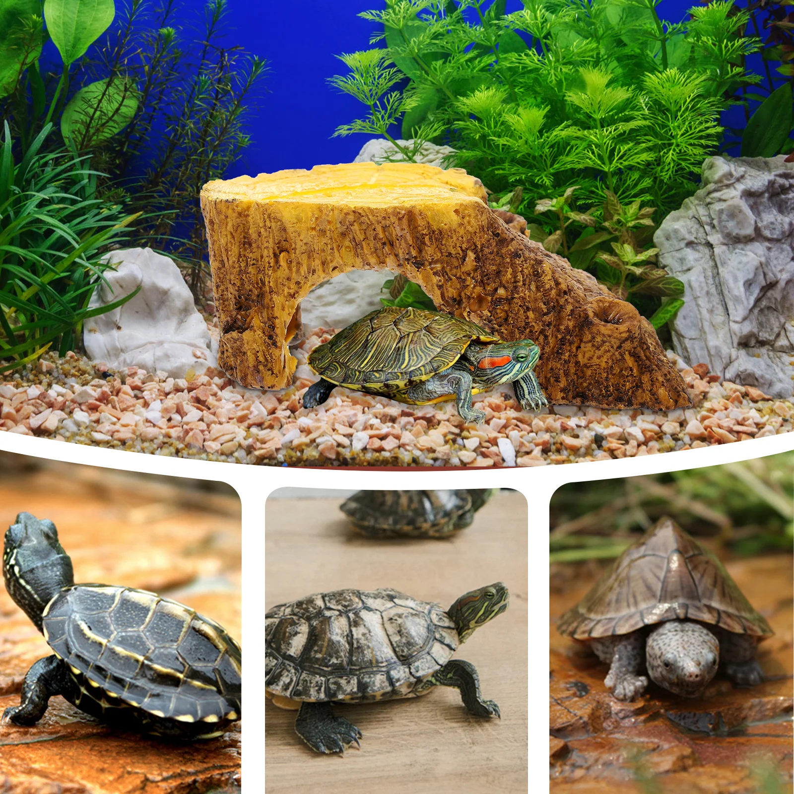 

1Pcs Safe Odorless Turtle Basking Platform Aquarium Resin Craft Terrapin Hiding Cave Fish Tank Ornament Turtle Basking Platform