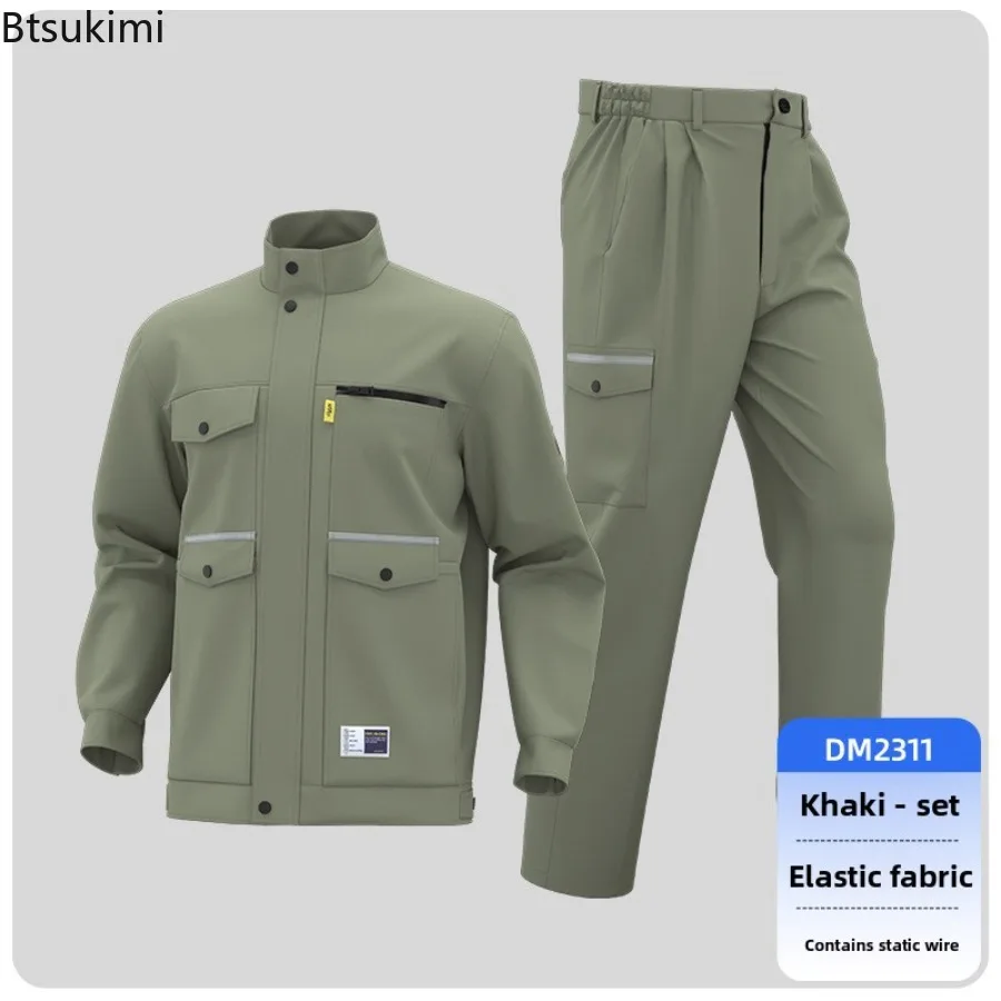 Spring Autumn Men Anti Static Work Clothes Set Wear Resistant Labor Protection Clothing Workshop Mechanical Repair Work Clothes