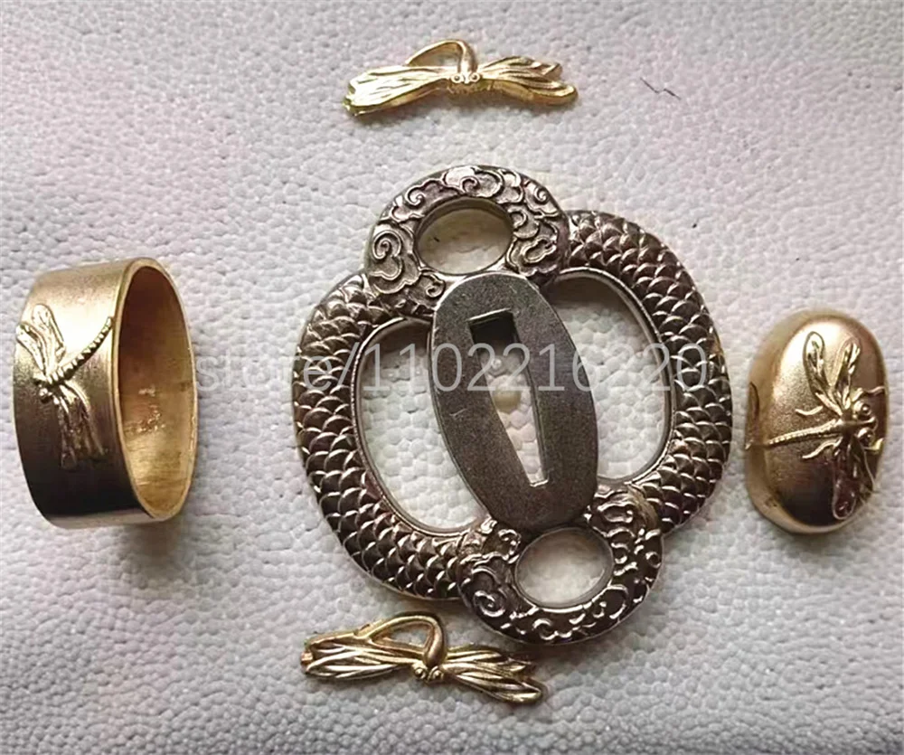 Beautiful Copper Brass Tsuba Handguard Copper Fuchi Kashira Menuki For Real Japanese Japan Samurai Katana Sword Fittings