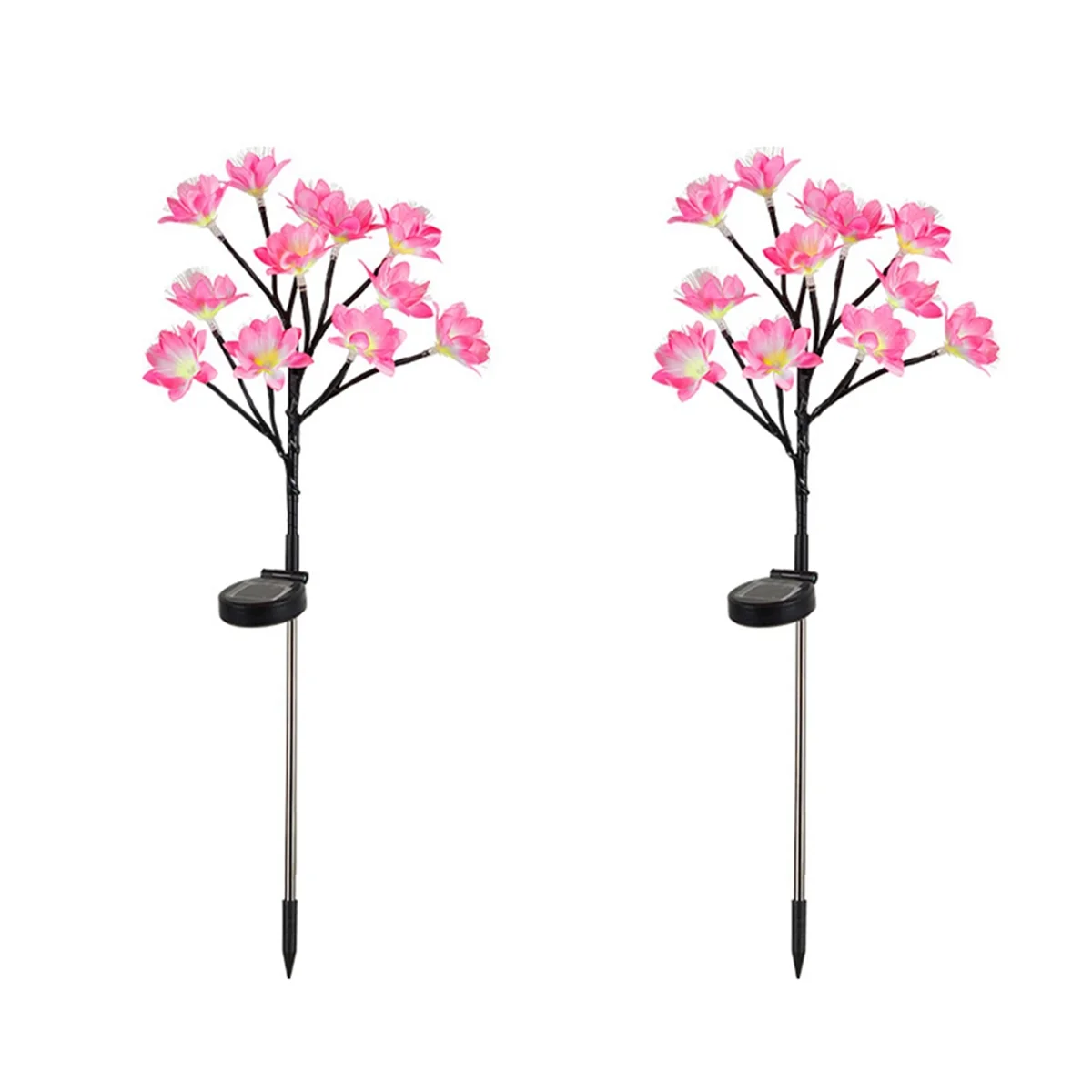 ABLG Solar Lights Garden Ornaments Outdoor Flower Garden Lights Peach Blossom Landscape Lighting Pathway Stake for the Patio